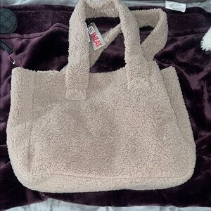 38 Degrees Cozy Beige Sherpa Tote Bag